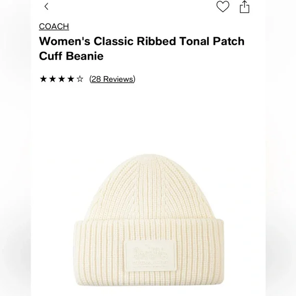 Coach Women’s classic patch beanie NWT NWT Coach Ribbed Knit Patch Beanie | eBay main image 2